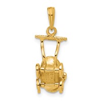 14K Yellow Gold 3-D Baby Carriage Charm view 4