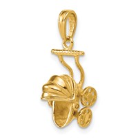 14K Yellow Gold 3-D Baby Carriage Charm view 5