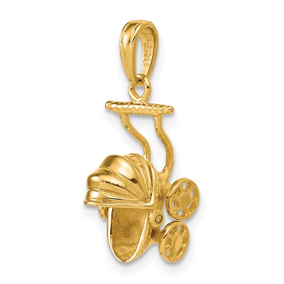 14k 3-D Baby Carriage Charm