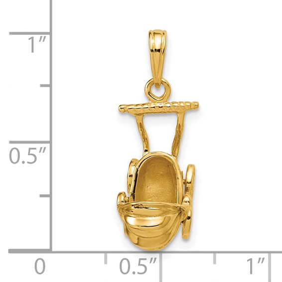 14k 3-D Baby Carriage Charm
