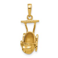 14K Yellow Gold 3-D Baby Carriage Charm view 1