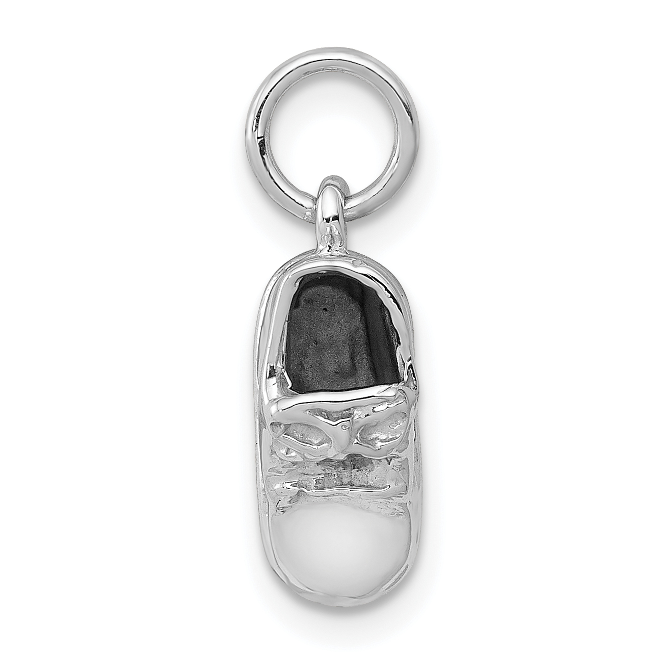 14k  3D White Gold Baby Shoe Charm (K1340)