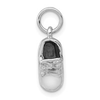 14K 3-D White Gold Baby Shoe Charm view 1