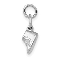 14K White Gold 3-D Moveable Baby Shoes Charm view 2