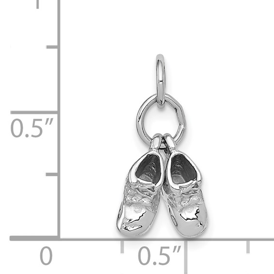 14k White Gold 3-D Moveable Baby Shoes Charm
