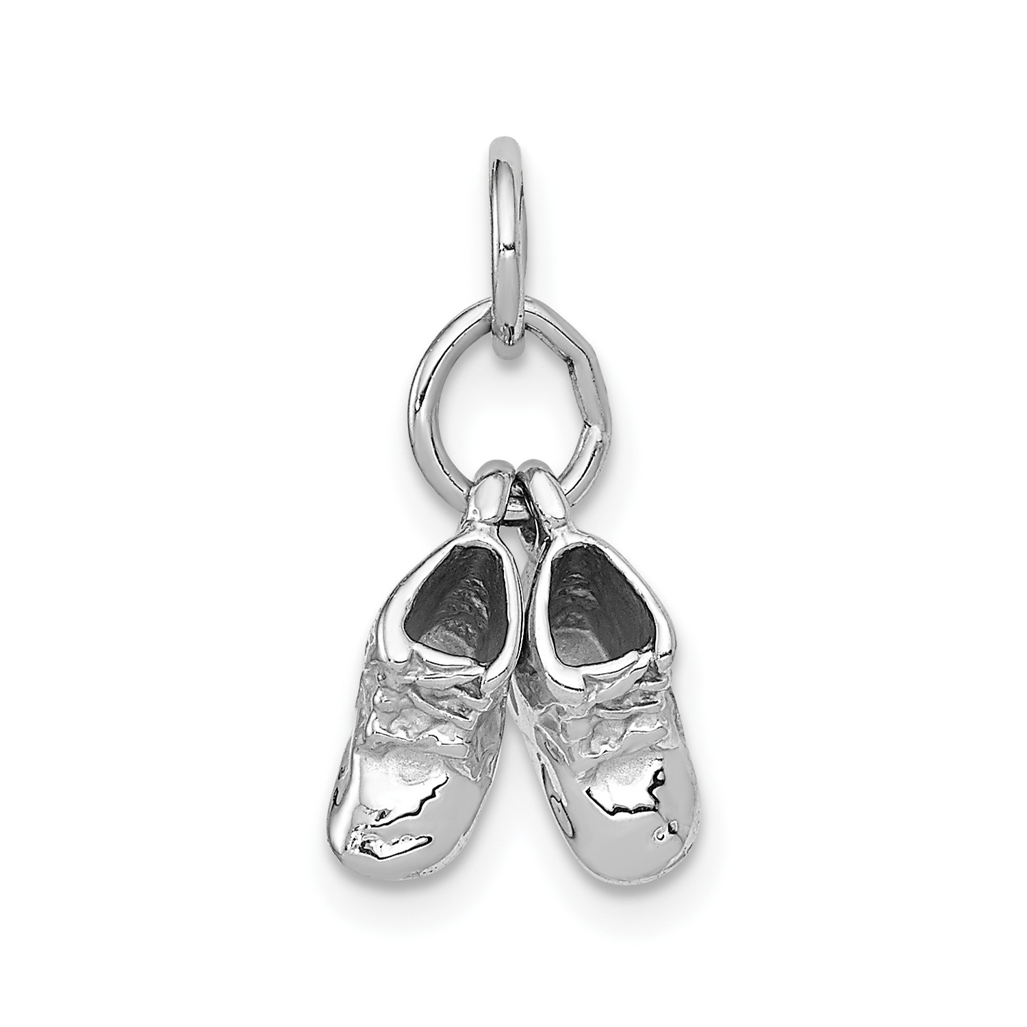 Baby Shoes Charm In 14k White Gold 14k White Gold Baby Shoes Charm Pendant 0 6inx0 4in