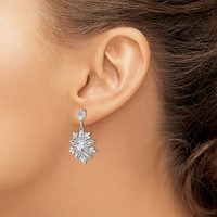 14K White Gold Fancy Snowflake Dangle Post Earrings view 3