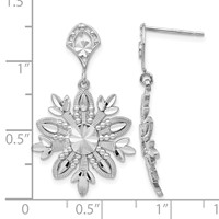 14K White Gold Fancy Snowflake Dangle Post Earrings view 4