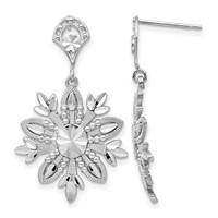 14K White Gold Fancy Snowflake Dangle Post Earrings view 1