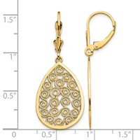 14K Yellow Gold Teardrop Filigree Dangle Leverback Earrings view 4