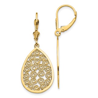 Gold Teardrop Dangle Leverback Earrings