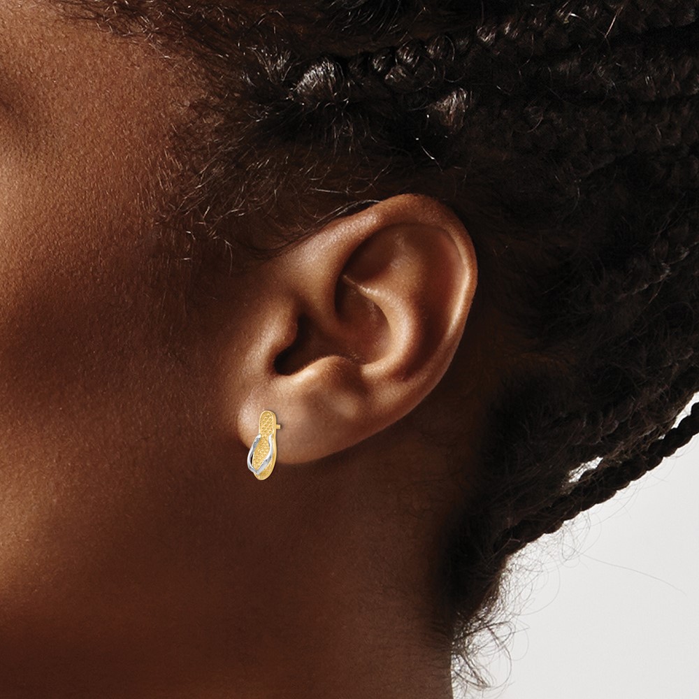 14K and Rhodium Flip Flop Earrings (K1397)