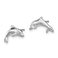 14K White Gold Dolphin Post Earrings view 2
