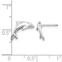 14K White Gold Dolphin Post Earrings view 4