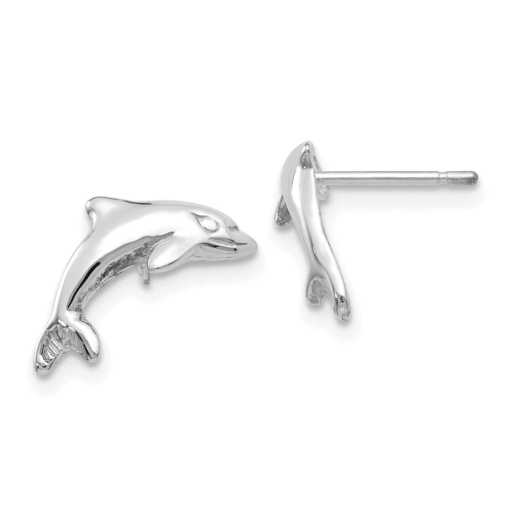 14k White Gold Dolphin Earrings (K1403)