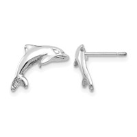 14K White Gold Dolphin Post Earrings view 1