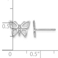 14K White Gold Polished Butterfly Post Earrings view 4