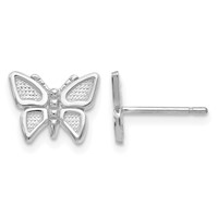 14K White Gold Polished Butterfly Post Earrings view 1