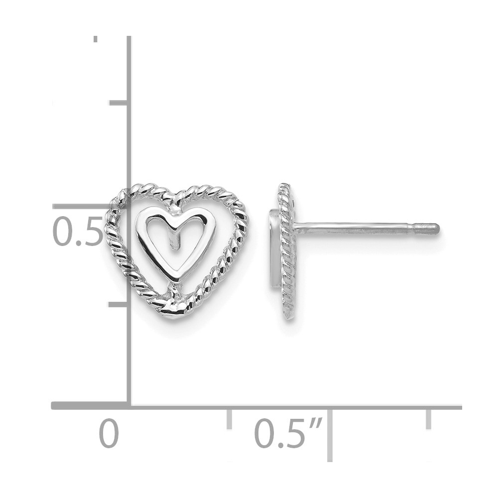 14k White Gold Heart Earrings (K1411)
