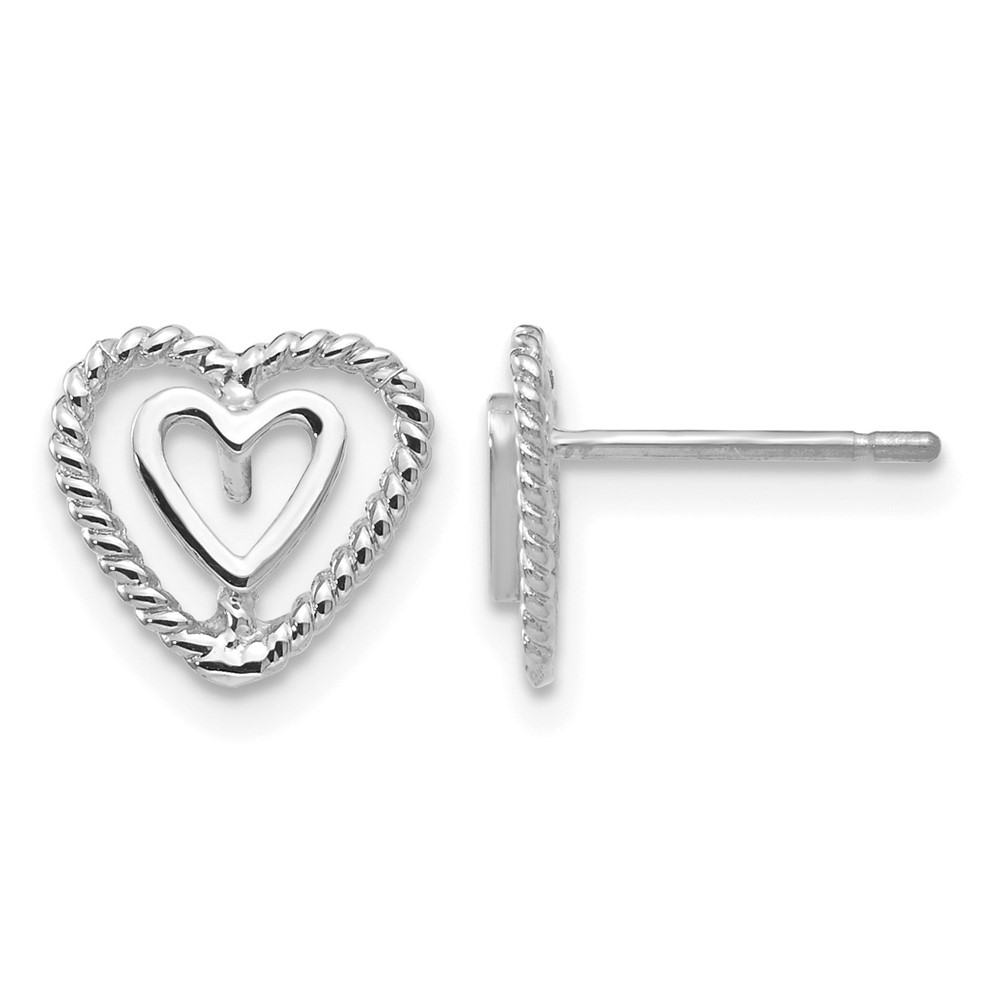 14k White Gold Heart Earrings (K1411)
