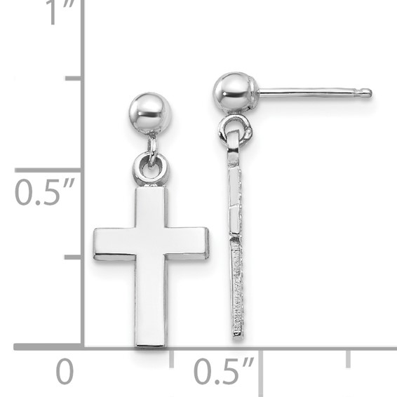 Gold Cross Dangle Post Earrings