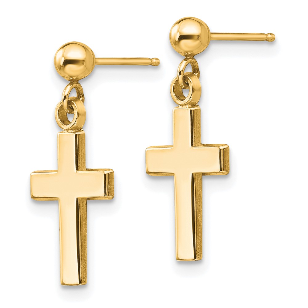 14k Polished Cross Earrings (K1418Y)
