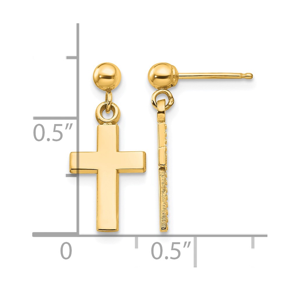 14k Polished Cross Earrings (K1418Y)