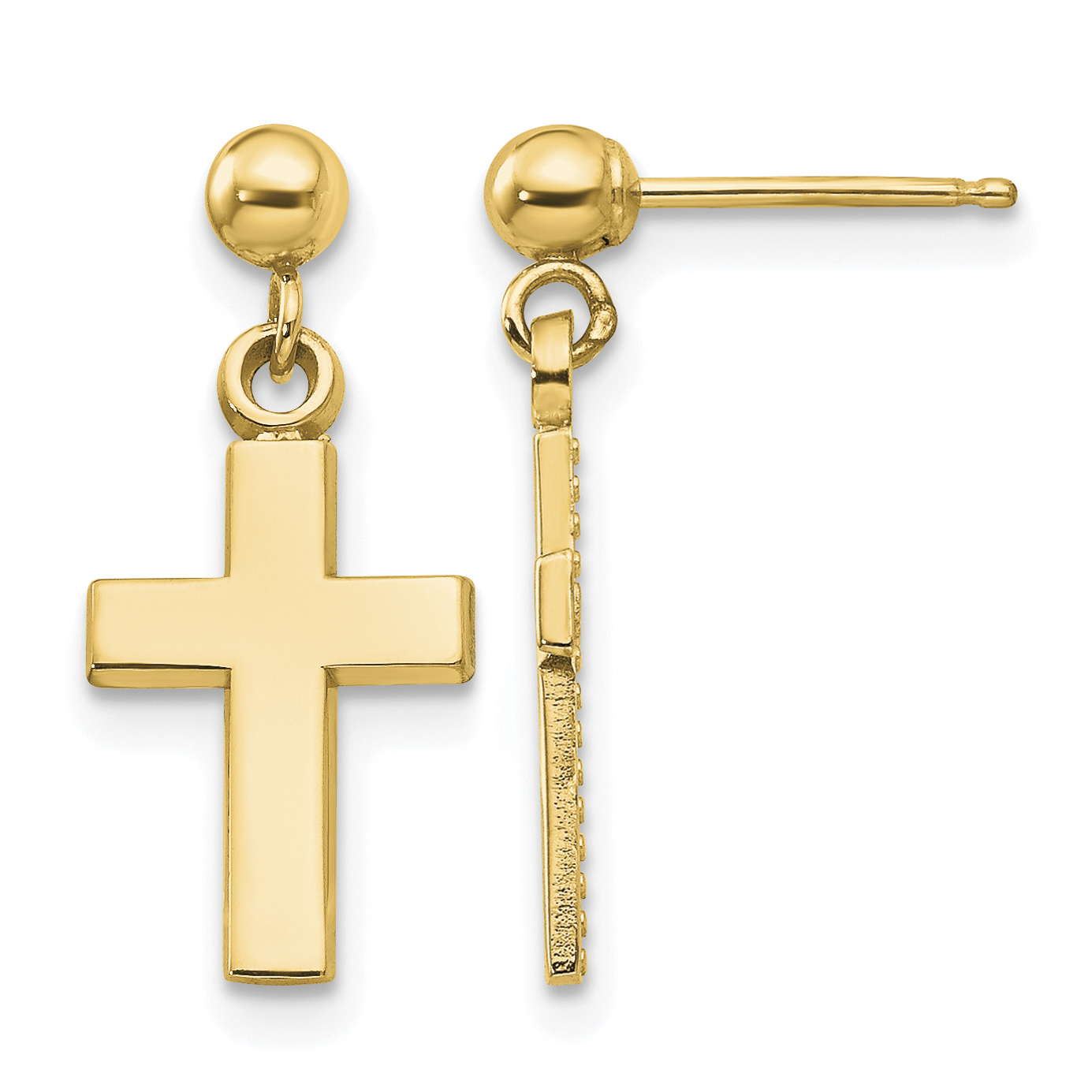14k Polished Cross Earrings (K1418Y)