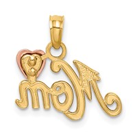 14K Two-tone Mom Pendant with Heart view 4