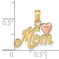 14K Two-tone Mom Pendant with Heart view 3