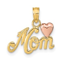 14K Two-tone Mom Pendant with Heart view 1