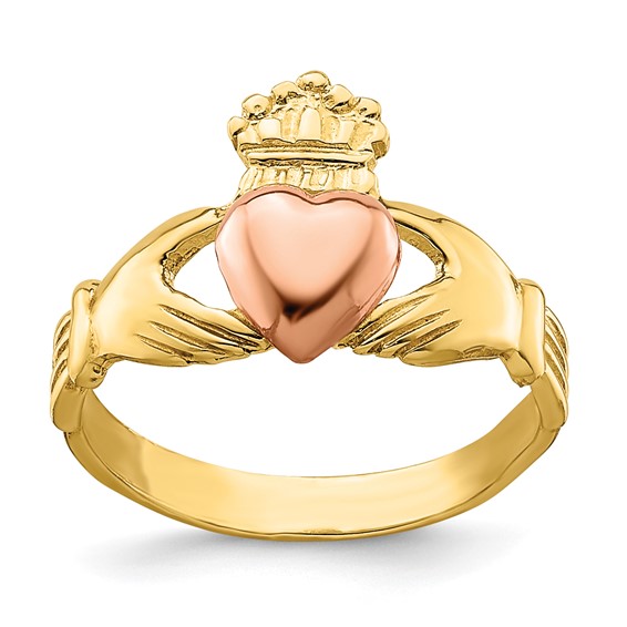 14k Two-tone Claddagh Size 1 Baby / Childs Ring