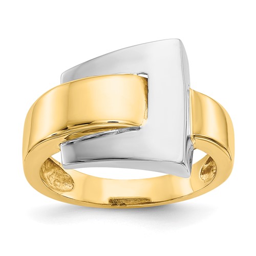 14K Two-tone Polished Buckle Ring