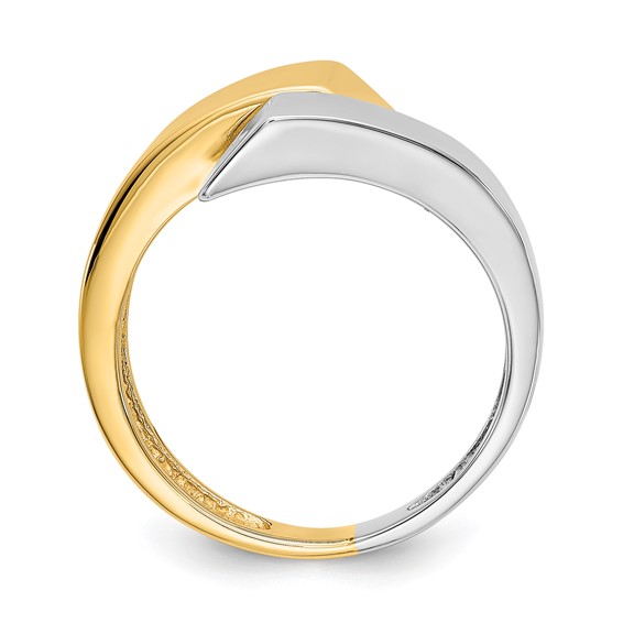 14k Two-tone Square Bypass Ring