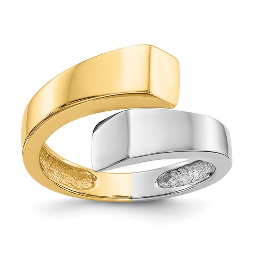 14K Two-tone Square Bypass Ring