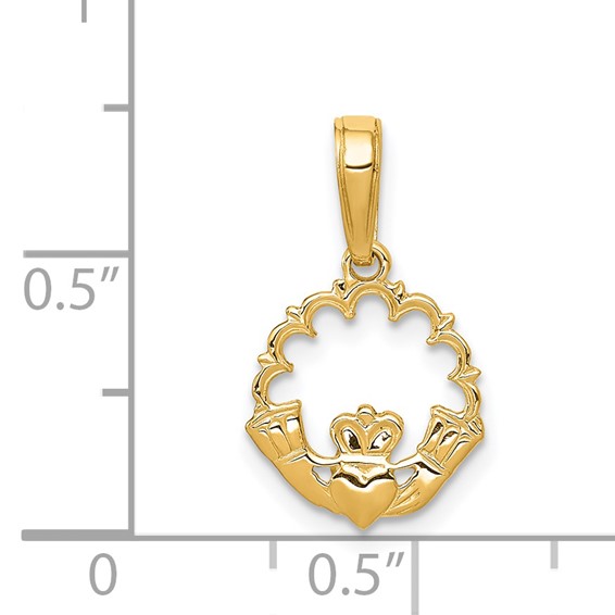 14k Polished Claddagh Pendant