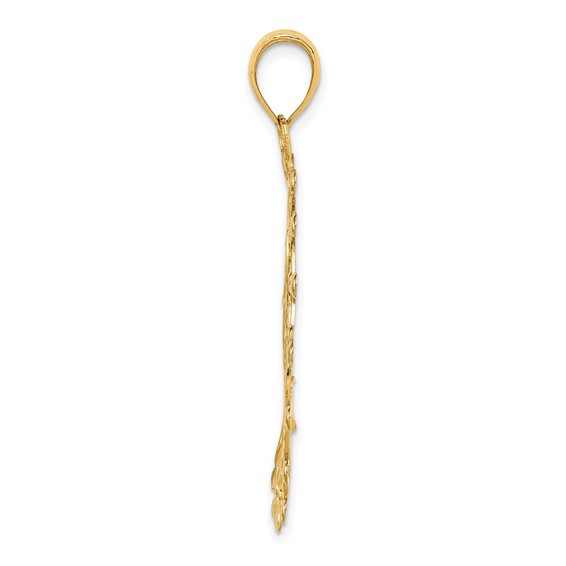 14k and White Rhodium Diamond-cut Filigree Pendant