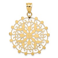 14K and White Rhodium Diamond-cut Filigree Pendant view 4