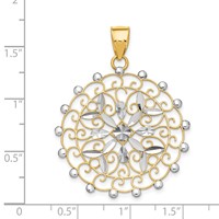 14K and White Rhodium Diamond-cut Filigree Pendant view 3