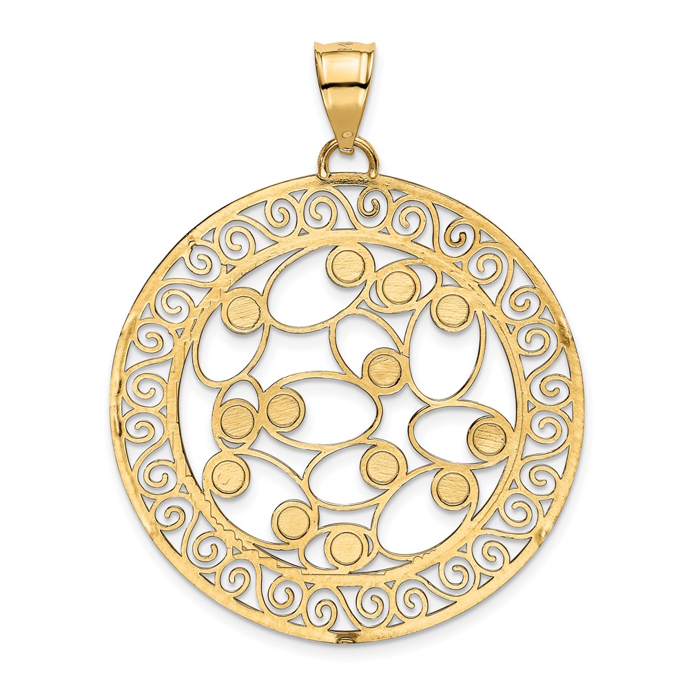 14k White Rhodium Diamond-cut Filigree Pendant (K1549)