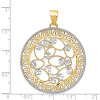 14K and White Rhodium Diamond-cut Filigree Pendant view 4