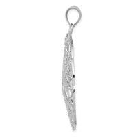 14K White Gold Diamond-cut Spiral Circle Pendant view 2