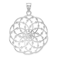 14K White Gold Diamond-cut Spiral Circle Pendant view 3