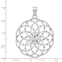 14K White Gold Diamond-cut Spiral Circle Pendant view 4