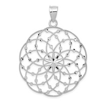 14K White Gold Diamond-cut Spiral Circle Pendant view 1
