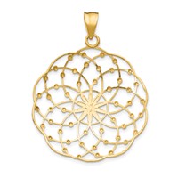 14K and White Rhodium Diamond-cut Spiral Circle Pendant view 3