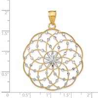 14K and White Rhodium Diamond-cut Spiral Circle Pendant view 2