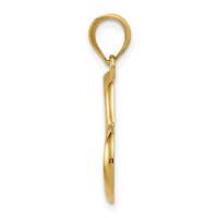 14K Yellow Gold Polished Open Dangling Heart Pendant view 2