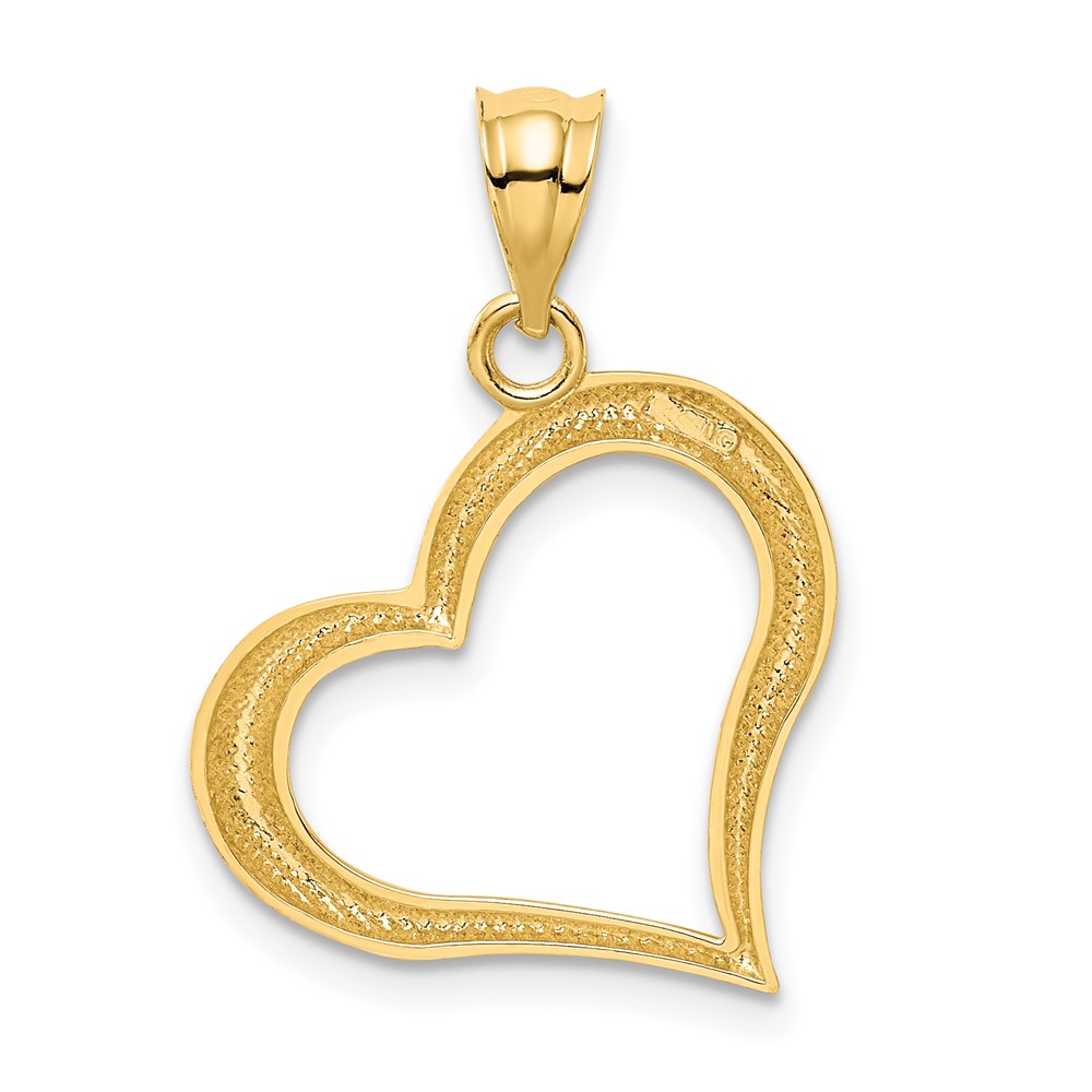 14K Polished Dangling Heart Pendant (K1611)