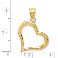 14K Yellow Gold Polished Open Dangling Heart Pendant view 4